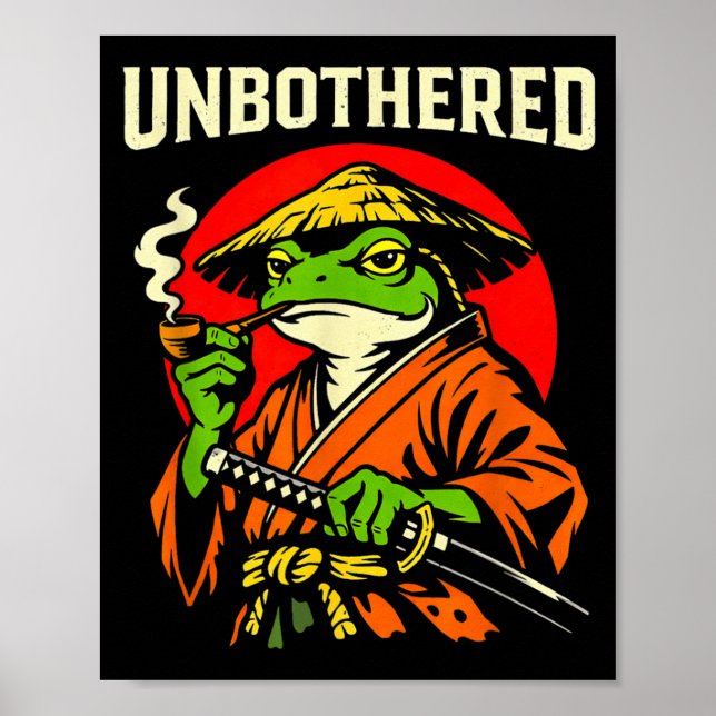 Poster Samouraï Grenouille Indifférent Vintage Zen Crapau (Devant)