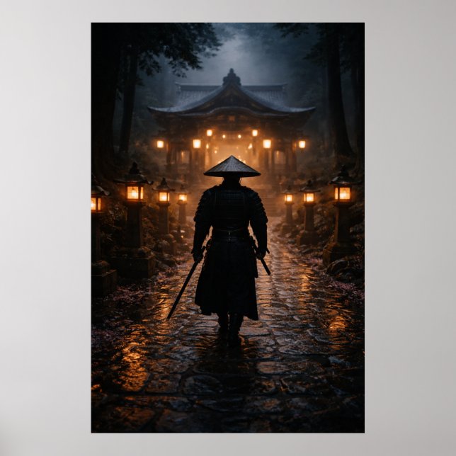 Poster Samouraï japonais - Thème sombre (Devant)
