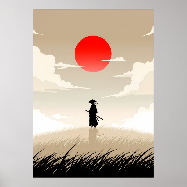 Poster Samouraï Minimaliste (Devant)