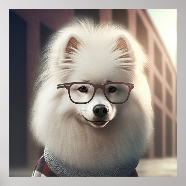 Poster Samoyé Hipster Dog (Devant)