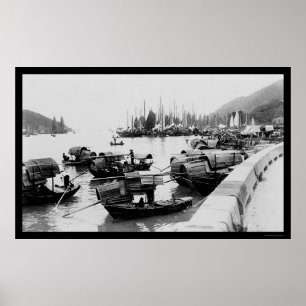 Poster Sampans à Hong Kong 1906