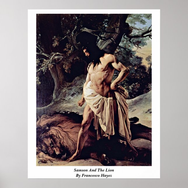 Poster Samson Et Le Lion De Francesco Hayez (Devant)