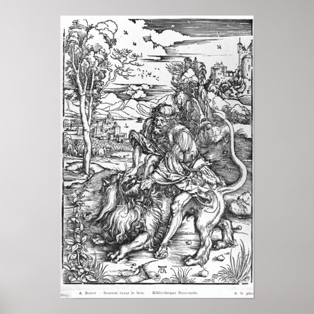 Poster Samson tuant le lion, vers 1496-98 (Devant)