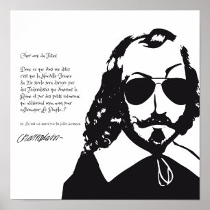 Poster Samuel Champlain Hipster texte du future+lunettes