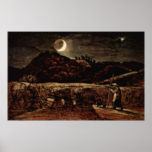 Poster Samuel Palmer - champ de maïs au clair de lune