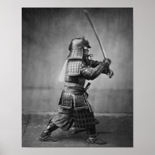 Poster Samurai Brandissant Son Épée - Histoire Japonaise
