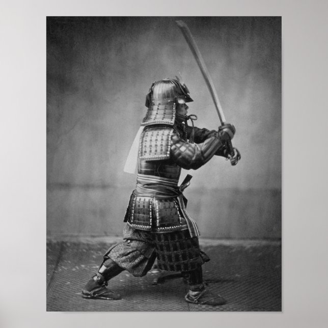 Poster Samurai Brandissant Son Épée - Histoire Japonaise (Devant)