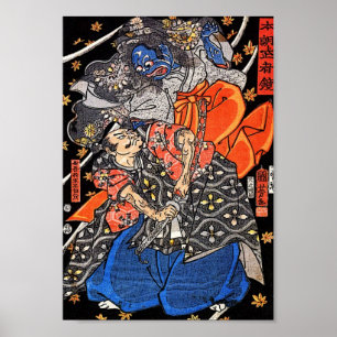 Poster Samurai combat le démon bleu