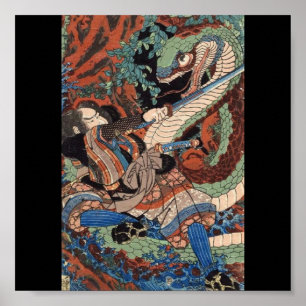 Poster Samurai, Peinture japonaise c. Années 1800