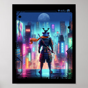 Poster Samurai Poteau Électrique En Japonais Rétro Cyberp
