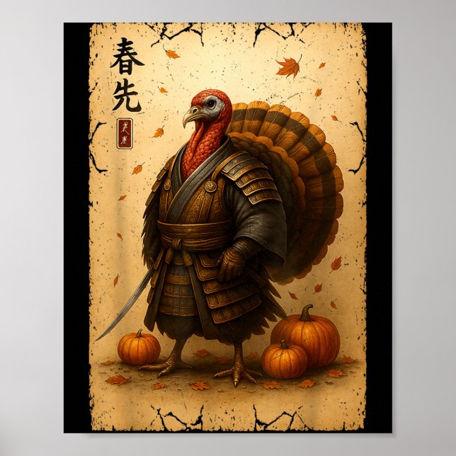 Poster Samurai Turkey Thanksgiving Japanese Warrior Anime (Devant)
