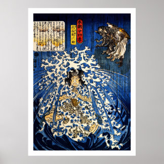 Poster Samurai Warrior Ukiyo-e Woodblock