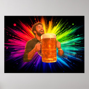 Poster S'amuser avec ma grande bière sur un mur