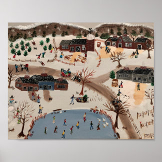 Poster S'amuser pendant une journée d'hiver froide