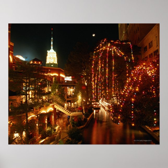 Poster San Antonio Riverwalk à la nuit (Devant)