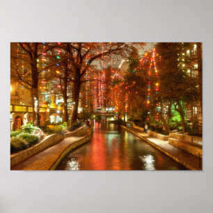 Poster San Antonio Riverwalk à l'affiche de Noël