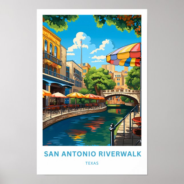 Poster San Antonio Riverwalk Texas Travel Print (Devant)