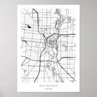 Poster San Antonio Texas Minimal Modern Street Carte de l