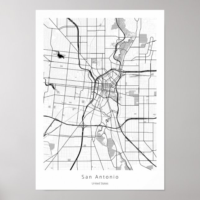Poster San Antonio Texas Minimal Modern Street Carte de l (Devant)