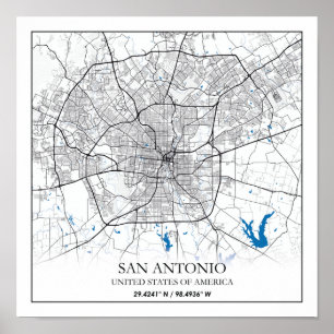 Poster San Antonio Texas USA City Travel City Carte