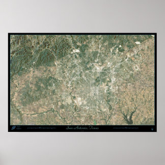 Poster San Antonio, Texas vu d'un satellite spatial poste