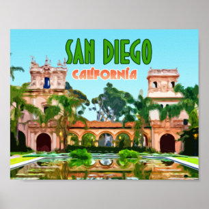 Poster San Diego Balboa Park Californie Vintage