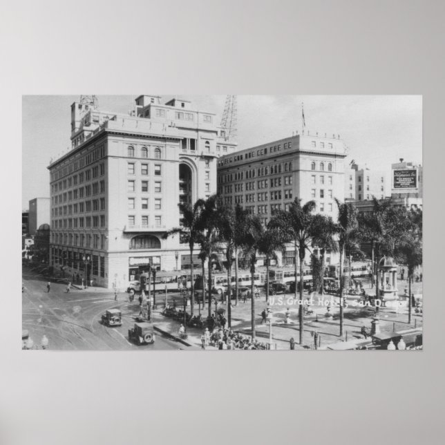 Poster San Diego, CA City Vue de US Grant Hotel (Devant)