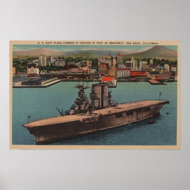 Poster San Diego, CA - Voir porte-avions de la marine amé (Devant)