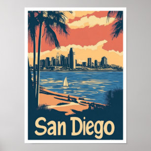 Poster San Diego California USA Vintage voyage d'art