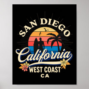 Poster San Diego Californie Plage Surf Eté Vacances Vi