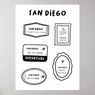 Poster San Diego - Collection de timbres de voyage   Mini