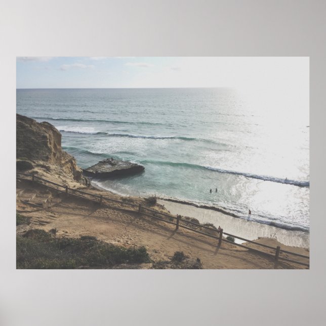 Poster San Diego Photo Torrey Pines Beach Grand imprimé (Devant)