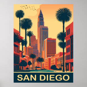 Poster San Diego, Rues de la ville, Voyage