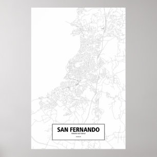 Poster San Fernando, Trinidad et Tobago (noir sur blanc)