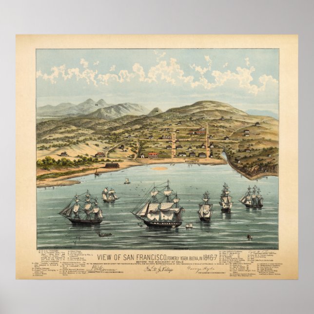 Poster San Francisco, 1847 (Bosqui) BigMapBlog.com (Devant)