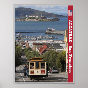 Poster San Francisco - Alcatraz et Tram - USA -
