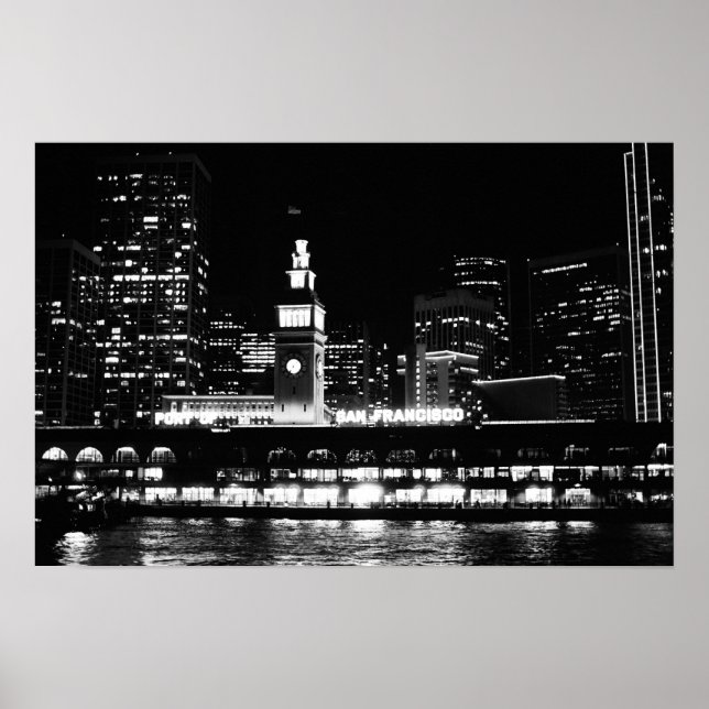 Poster: San Francisco at night clock tower Poster (Front)