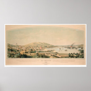 Poster San Francisco, CA. Carte panoramique 1849 (1626A)