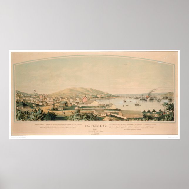 Poster San Francisco, CA. Carte panoramique 1849 (1626A) (Devant)