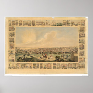 Poster San Francisco, CA. Carte panoramique 1860 (1162A)