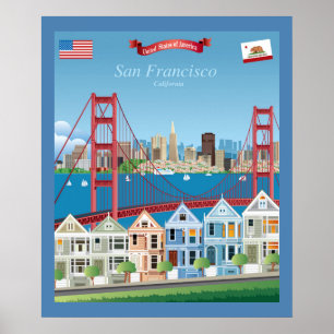 Poster San Francisco, CA   la ville par la baie