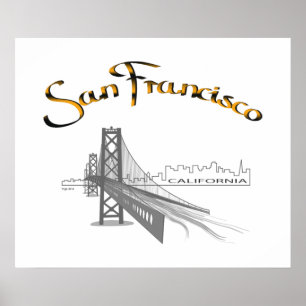 Poster San Francisco, California Grey Gold