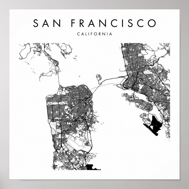 Poster San Francisco California Minimal Modern Street Map (Devant)