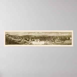 Poster San Francisco, carte panoramique de CA - 1856
