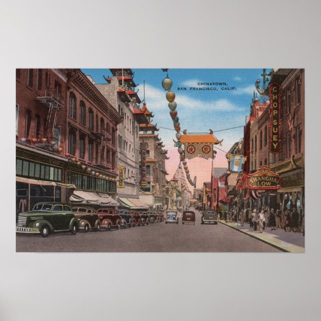 Poster San Francisco, CAView de Chinatown Main Street (Devant)