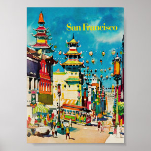 Poster San Francisco Chinatown Californie Vintage voyage