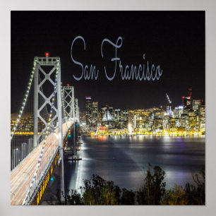 Poster San Francisco Night Sky Line Golden Gate Bridge