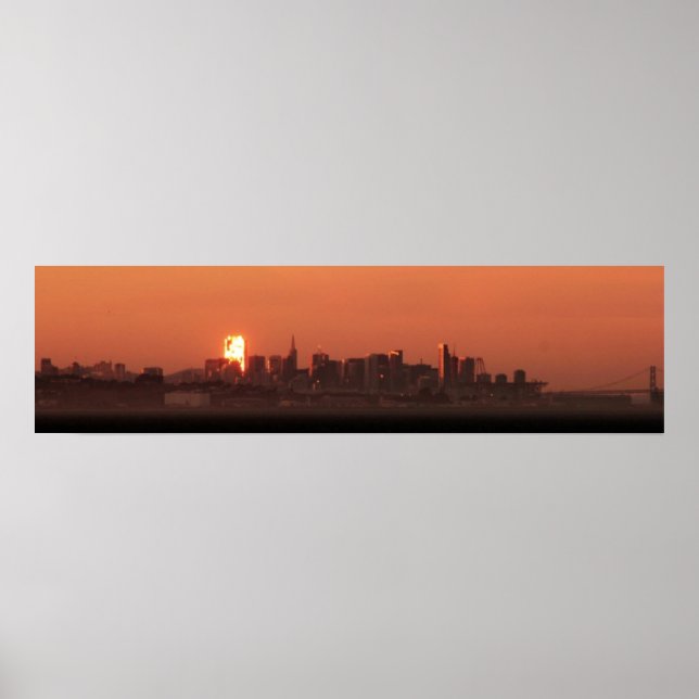Poster San Francisco Skyline / Bay Bridge Sunset Panorama (Devant)