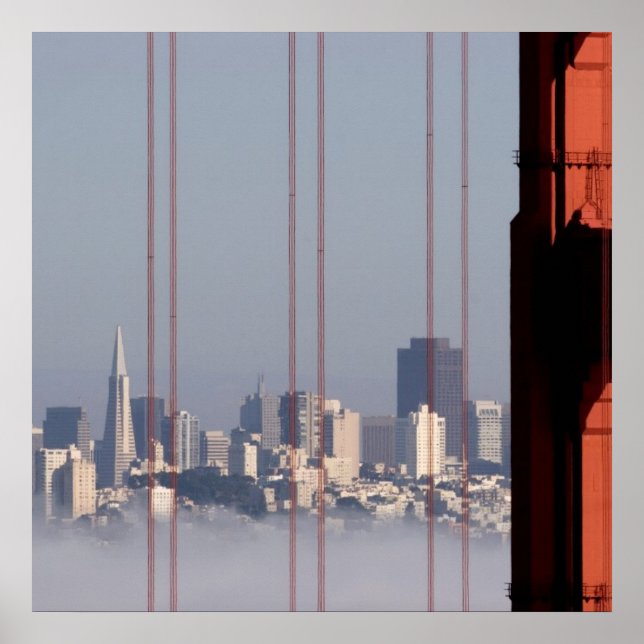 Poster San Francisco Skyline depuis Golden Gate Bridge. (Devant)