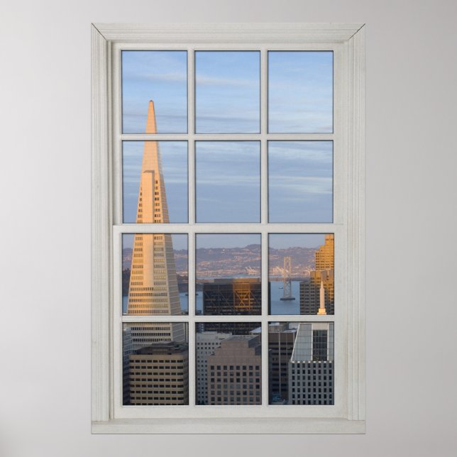 Poster San Francisco Skyline Faux - Fake White Window (Devant)